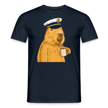Boat captain Capybara with captain's cap - Men's T-Shirt - navy - Front - AI Model Male 178 light (178cm)