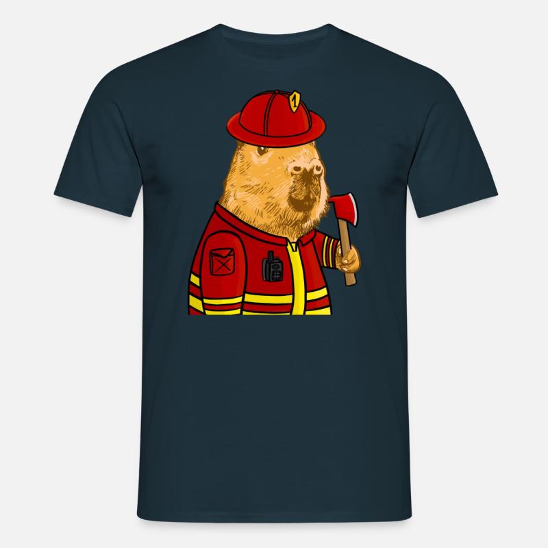 Fireman Capybara - Men's T-Shirt - navy