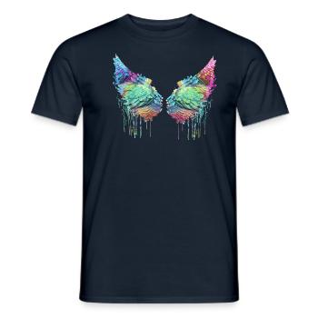 Angelwings,Wings,Watercolor,Colorful,Angel Wings - Men's T-Shirt - navy - Front - AI Model Male 178 light (178cm)