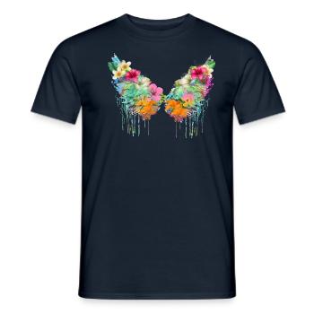 Angelwings,Wings,Colorful,Angel Wings,Flowers - Men's T-Shirt - navy - Front - AI Model Male 178 light (178cm)