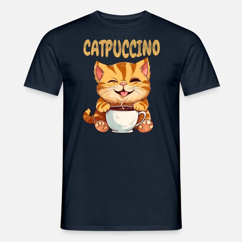 Cappuccino Katze - Männer T-Shirt - Navy