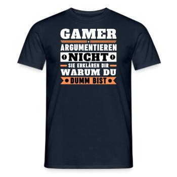 Gamers don't argue - Men's T-Shirt - navy - Front - AI Model Male 178 light (178cm)