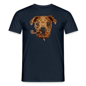 Chien peau girafe fumant la pipe - T-shirt homme - marine - Devant - AI Model Male 178 light (178cm)