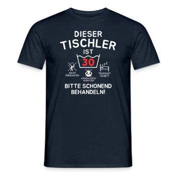 This carpenter is 30 years old. - Men's T-Shirt - navy - Front - AI Model Male 178 light (178cm)