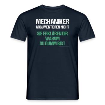 Mechaniker argumentieren nicht - Männer T-Shirt - Navy - Vorne - AI Model Male 178 light (178cm)