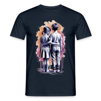 Zusammenhalt: Schulter an Schulter ins Glück - Männer T-Shirt - Navy - Vorne - AI Model Male 178 light (178cm)