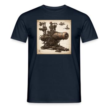 Plan / Sépia / Vintage / Rétro / Machine - T-shirt homme - marine - Devant - AI Model Male 178 light (178cm)