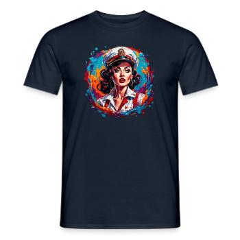 Matrosin / Pinup / Schiff / Boot / Anker / Lady - Männer T-Shirt - Navy - Vorne - AI Model Male 178 light (178cm)