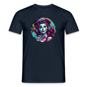 Matrosin / Pinup / Schiff / Boot / Anker / Lady - Männer T-Shirt - Navy - Vorne - AI Model Male 178 light (178cm)