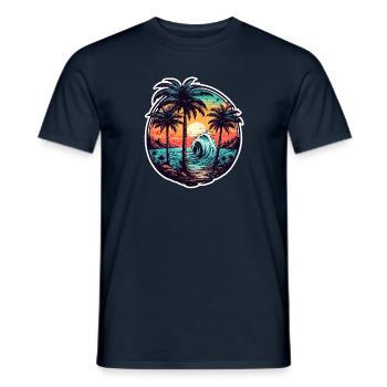 Beach / Island / Vacation / Summer / Sun / Sea - Men's T-Shirt - navy - Front - AI Model Male 178 light (178cm)