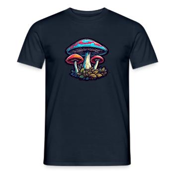 Pilz / Mushroom / Wiese / Wald / Goa / Psy - Männer T-Shirt - Navy - Vorne - AI Model Male 178 light (178cm)