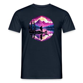 Angler Siluette / angeln / Fisch / See / Sport - Männer T-Shirt - Navy - Vorne - AI Model Male 178 light (178cm)