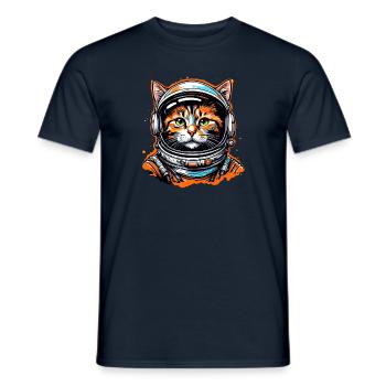 Astronaut / Space / Animal / Cat / Spaceship - Men's T-Shirt - navy - Front - AI Model Male 178 light (178cm)