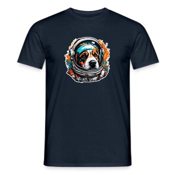 Astronaut / Space / Animal / Dog / Spaceship - Men's T-Shirt - navy - Front - AI Model Male 178 light (178cm)