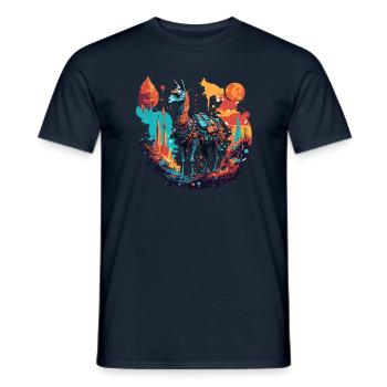 Astronaut / Space / Animal / Llama / Spaceship - Men's T-Shirt - navy - Front - AI Model Male 178 light (178cm)