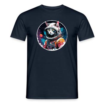 Astronaut / Space / Animal / Cat / Spaceship - Men's T-Shirt - navy - Front - AI Model Male 178 light (178cm)