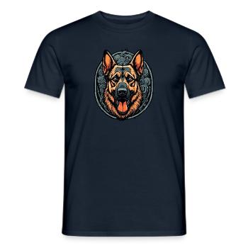 Chien / Animal / Animal de compagnie / Poilu / Berger allemand - T-shirt homme - marine - Devant - AI Model Male 178 light (178cm)