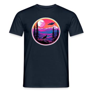 Wolf / Pack / Forest / Wild / Wildlife / Howl - Men's T-Shirt - navy - Front - AI Model Male 178 light (178cm)