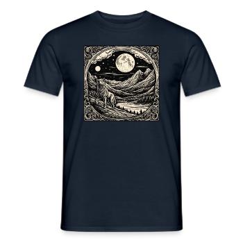 Wolf / Pack / Forest / Wild / Wildlife / Howl - Men's T-Shirt - navy - Front - AI Model Male 178 light (178cm)