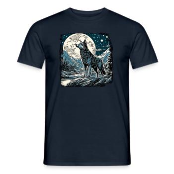 Wolf / Pack / Forest / Wild / Wildlife / Howl - Men's T-Shirt - navy - Front - AI Model Male 178 light (178cm)