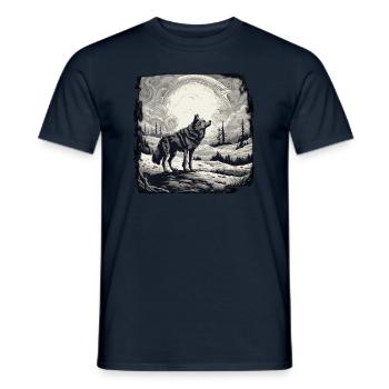 Wolf / Pack / Forest / Wild / Wildlife / Howl - Men's T-Shirt - navy - Front - AI Model Male 178 light (178cm)