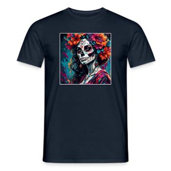 La Catrina/ Tattoo / Mexiko / Frau /Skull - Männer T-Shirt - Navy - Vorne - AI Model Male 178 light (178cm)