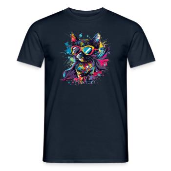 Superhelden Kätzchen - Männer T-Shirt - Navy - Vorne - AI Model Male 178 light (178cm)