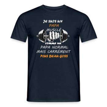 papa muscle beau boss - T-shirt homme - marine - Devant - AI Model Male 178 light (178cm)