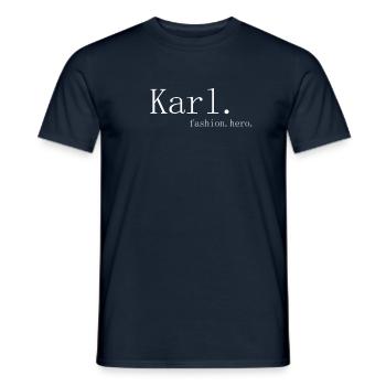 Karl. Mode. Hero. blanc - T-shirt homme - marine - Devant - AI Model Male 178 light (178cm)
