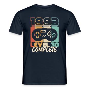 30e anniversaire né en 1993 Niveau 30 Complet - T-shirt homme - marine - Devant - AI Model Male 178 light (178cm)