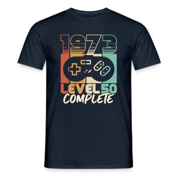 50th birthday born 1973 Level 50 Complete - Men's T-Shirt - navy - Front - AI Model Male 178 light (178cm)