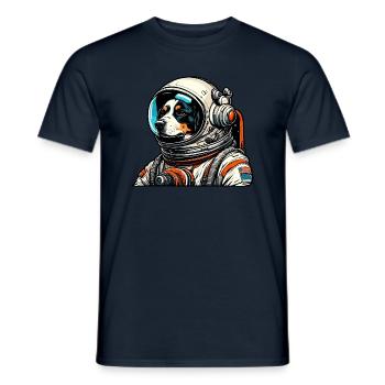 Astronaut / Space / Animal / Dog / Spaceship - Men's T-Shirt - navy - Front - AI Model Male 178 light (178cm)