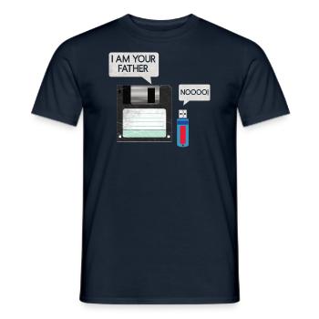 Disquette Disquette Clé USB Père & Fils Tenue Rétro - T-shirt homme - marine - Devant - AI Model Male 178 light (178cm)