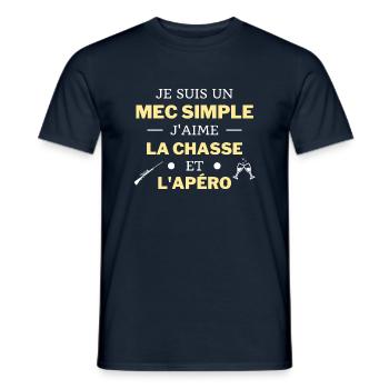 t shirt humour chasse apero mec simple j'aime - T-shirt homme - marine - Devant - AI Model Male 178 light (178cm)