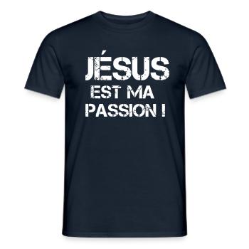 jesus ist meine Leidenschaft - Männer T-Shirt - Navy - Vorne - AI Model Male 178 light (178cm)
