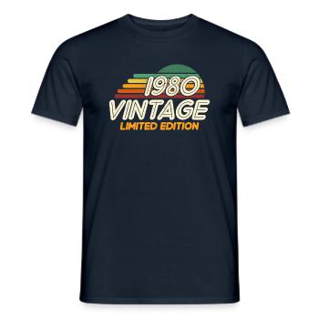 Vintage 1980 rétro 1980 anniversaire - T-shirt homme - marine - Devant - AI Model Male 178 light (178cm)
