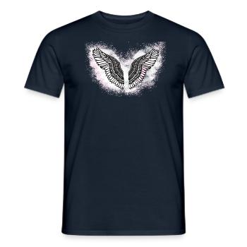 Angelwings,Ailes,Aquarelle,Blanc,Ailes d’ange - T-shirt homme - marine - Devant - AI Model Male 178 light (178cm)