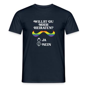 Willst Du mich heiraten Heiratsantrag LGBTQ Ehe - Männer T-Shirt - Navy - Vorne - AI Model Male 178 light (178cm)