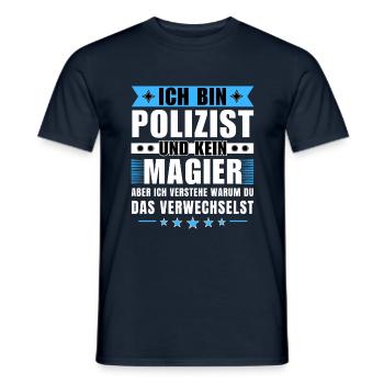 Ich bin Polizist und kein Magier - Männer T-Shirt - Navy - Vorne - AI Model Male 178 light (178cm)