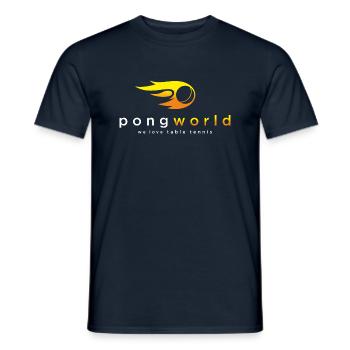 PongWorld we love tablet tennis - Men's T-Shirt - navy - Front - AI Model Male 178 light (178cm)
