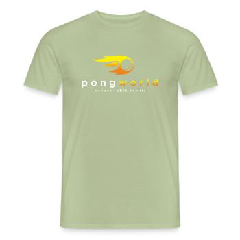 PongWorld we love tablet tennis - Men's T-Shirt - sage - Front - AI Model Male 178 light (178cm)