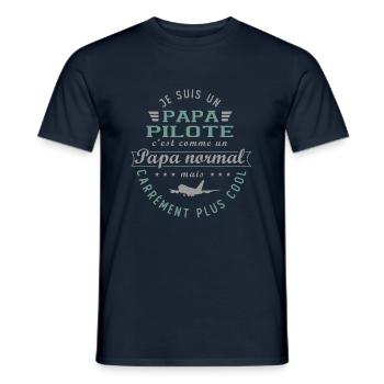 PAPA Pilote comandant de bord cadeau pilote - T-shirt homme - marine - Devant - AI Model Male 178 light (178cm)