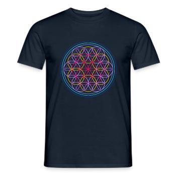 Fleur de vie rouge-bleu - T-shirt homme - marine - Devant - AI Model Male 178 light (178cm)