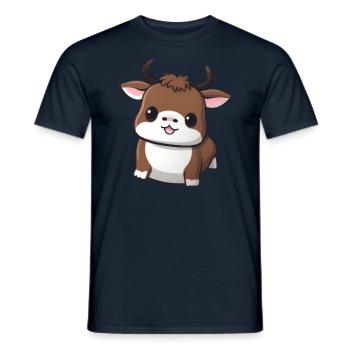 Illustration de vache, taureau, bœuf, buffle mignon - T-shirt homme - marine - Devant - AI Model Male 178 light (178cm)