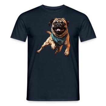 Carlin en mouvement : courir, sprinter, galoper - T-shirt homme - marine - Devant - AI Model Male 178 light (178cm)