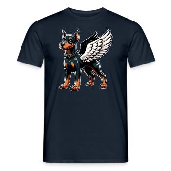 Doberman with Angel Wings - A Heavenly - Men's T-Shirt - navy - Front - AI Model Male 178 light (178cm)