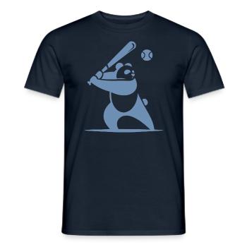 Minimalist panda baseball silhouette - Men's T-Shirt - navy - Front - AI Model Male 178 light (178cm)
