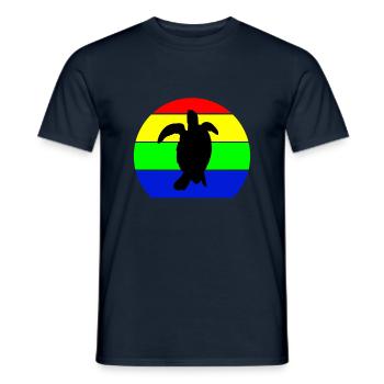 Silhouette tortue marine rétro vintage multicolore - T-shirt homme - marine - Devant - AI Model Male 178 light (178cm)