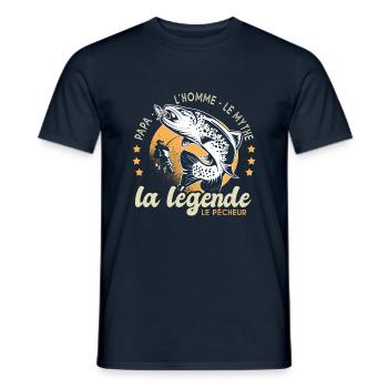 papa homme mythe légende pêche cadeau papa pêcheur - T-shirt homme - marine - Devant - AI Model Male 178 light (178cm)