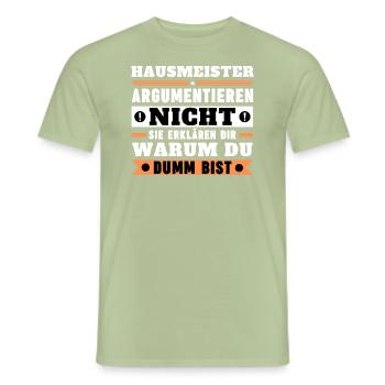 Les concierges ne se disputent pas - T-shirt homme - vert sauge - Devant - AI Model Male 178 light (178cm)